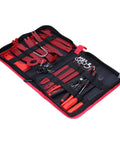 38 Piece Removal Tool Set For Panel Disassembly And Trim Clips Ergonomic Pry Tools in open red and black carry case