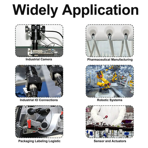 Widely Applications of M12 4 Pin Male And Female Circular Aviation Connector Kit in industrial and automation environments.