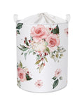 Blooming Pink Flowers Laundry Basket Round Hamper For Girls Room And Nursery Toy Storage Dirty Clothes Organizer Floral Pink