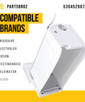 Ice Container Assembly For Frigidaire Refrigerator Replacement Replaces AP7014071 PS16543746 5304526872 shown from side angle