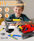 Child playing with 33 Piece Pneumatic Pumps Parts Kit For Building Toys And Technic Includes Air Cylinders Switches Tubes
