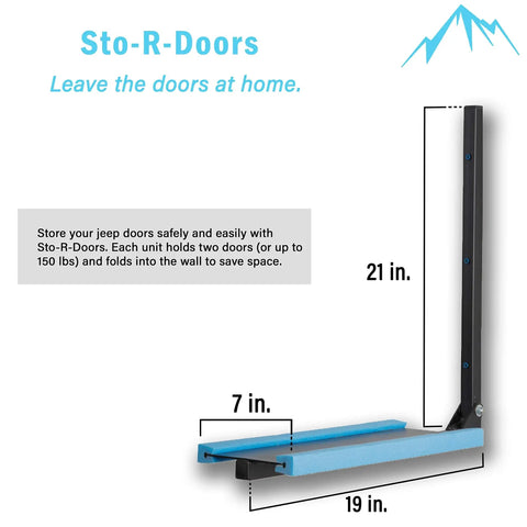 Jeep Door Wall Mount Storage Rack That Holds Up To 150 Lbs Fold Flat When Not In Use Ready To Install Includes Self Tapping Screws