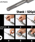 Life Palette SDS Plus hole saw kit with 5 circle saws (30–70 mm) and drill bits for concrete and brick walls.