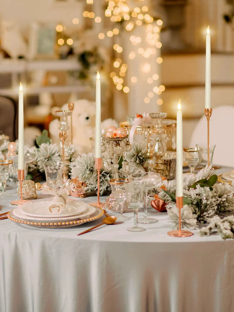 36 Piece Flameless Taper Candles Set With Flickering LED Light, Battery Operated Faux Candles decorates festive dining table