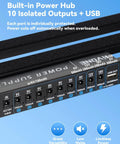Close-up of Guitar Pedal Board With Power Supply 10 Isolated Outputs Aluminum Alloy Portable Pedal Board power hub.