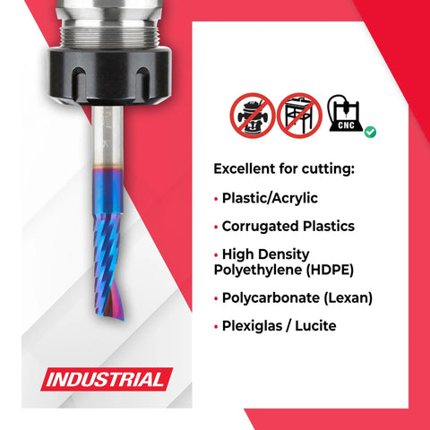 Spektra Coated Solid Carbide CNC Spiral O-Flute Router Bit 51428-K Pro Grade on list of cutting material types