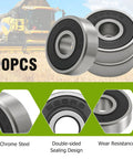 Built Tough 10 Piece 626-2RS Miniature Ball Bearings Pre Lubricated For Quick Fixes And The Daily Grind featuring chrome steel and double-sided seals.