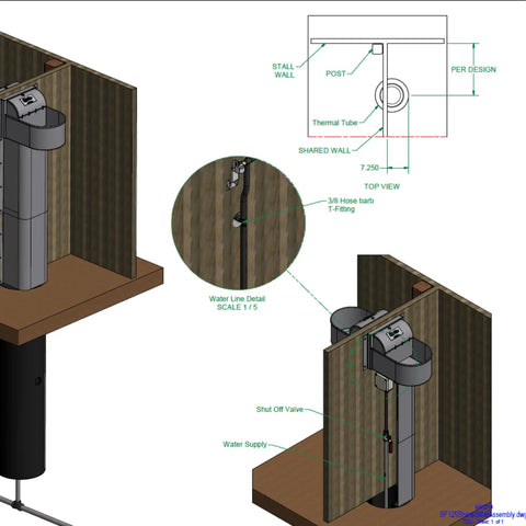 Heated Automatic Stall Waterer For Horses Forged In 304 Stainless Steel Wall Mounted with detailed water line and shut off valve.
