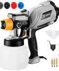 Heavy Duty HVLP Paint Sprayer With 1000 Watt Motor And Spacious 1200 Ml Cup Featuring Quick Clean Design for four nozzles and accessories.