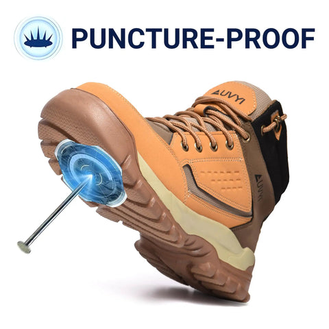 Steel Toe Work Boots For Men With Wide Toe Cap, built tough and slip resistant, puncture-proof waterproof leather for construction jobs