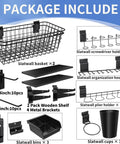 43 Piece Slat Wall Organizer Kit With Hooks, Shelves, Bins, Baskets, Cups, And Screwdriver Holders Black Storage System