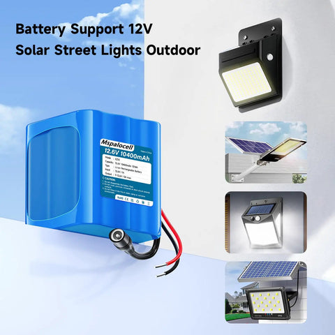High Capacity 12V Li Ion Battery Pack With Charger And Bare Leads For RC Cars Boats And Robots, plus images of solar lights.