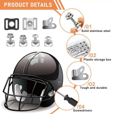 american football helmet screws Pro Grade 81 Piece Repair Kit With Visor Clips J Clips Nuts Washers And Screwdriver Chin Strap Adapter For Football Baseball Schwinn Admiral Hybrid Bicycle, tenor Be armed for the Color:Backlash