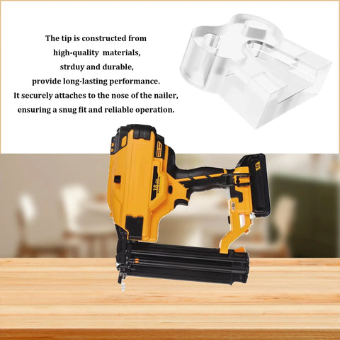 DeWalt Nailer Tip Replacement No Mar Kit Five Pack for BCN680D1 DCN680B DCN680D1 DCN681B DCN681D1 shown with nail gun