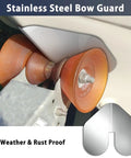 Heavy Duty 2 Piece Stainless Steel Boat Bow Guard With Strong Adhesive Rust Proof Keel Protector Built Like A Tank Straight Up Shields Against Scrapes Trailer Rollers And Rocks near trailer rollers.