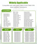 Compatibility chart for Heavy Duty Hydraulic Transmission Charge Pump Kit Fits Hydro Gear ZT2800 ZT3100 ZT3400 G700 Series Mowers