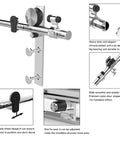 9Ft Stainless Sliding Barn Door Hardware Kit For Single Wooden Door Super Smooth And Quiet Fits 54 Inch Door Panel J Shape Hanger Heavy Duty Stainless Steel Track With Aluminum Rail Holds Up To 220 Lbs close-up view