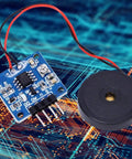 2 Pack Piezoelectric Vibration Sensor Module with 5V DC AD DO Output, shown with circuit board and wiring for DIY projects