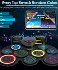 Nine Pad Electric Drum Set With 7 Color LED Lights Bluetooth MIDI Support Extra Thick Pads For Dope Rebound display with tablet