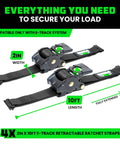 E Track Retractable Ratchet Tie Downs 2 Inch By 10 Foot Heavy Duty Cargo Straps Set Of Four For Trailer Rails