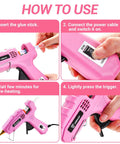 Step-by-step guide for using Full Size Dual Temp Hot Glue Gun Kit With 60 100W Heat Up In Minutes Built For Tough Jobs in Pink