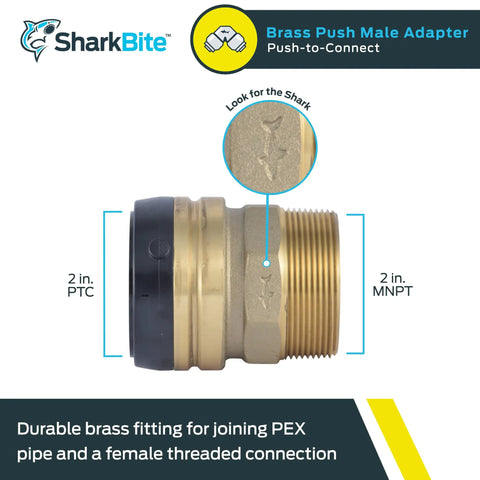 1/2 Inch MNPT Brass Push To Connect Plumbing Fitting Adapter Kit For PEX Copper CPVC PE-RT HDPE Pipes, Quick, No-Sweat Install