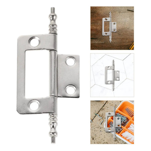 16 Piece Nickel Plated Concealed Cabinet Hinges, 2 Inch Flush Mount Butt Hinges displayed on various surfaces