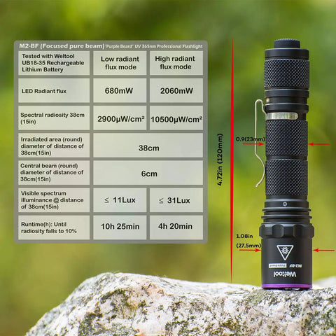 Super Handy Stainless Steel 365nm Uv A Blacklight Flashlight Packing Strong 1800mw Output Battery Powered And Portable Size