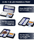 Instructional steps for using Pocket Gram Scale 200G 0.01G Precision with tare function and LCD display.