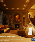 Top Notch 24 Pack 6 Inch Led Recessed Ceiling Lights With Subtle Night Light Setting Offering 5CCT Tunable Glow And 1100 Lumen Kick For Real House Renovation Vibes in a cozy living room.