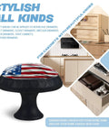Crystal Glass Cabinet Knobs With Vintage American Flag Design And Rough Texture Mushroom Drawer Pulls For Dope Home Decor