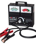 1874 500 Amp Carbon Pile Battery Load Tester With Large Gauges For Quick Starter And Alternator Checks Beefy Heavy Duty Clamps Bite Through Corrosion Rugged Automotive Battery Testing Tool, front view