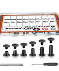 Hella Tough Chicago Screws Kit With 120 Sets Of Versatile Leather Rivets Includes Two Solid Install Tools with various sizes and tools.