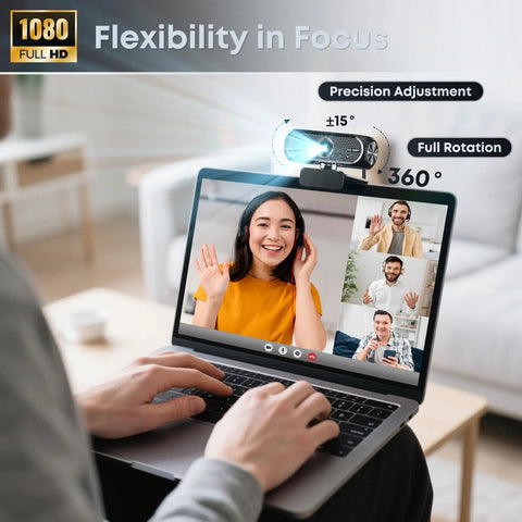Hella Crisp 1080P HD Webcam With Noise Cancelling Mic And Privacy Shutter For Gaming Live Stream And Video Calls, in use during video call.