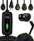 Tesla Portable Mobile Charger 32A Adjustable Amperage With Nacs J1772 Adapter Scheduled Smart Plug Touchscreen Display with connectors