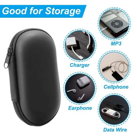 Slick Hardshell Eva Travel Case For Electronic Gear And Devices With Secure Zipper Closure Perfect For Multimeter Camera Cables And Earphones Flat Out Reliable Storage, black oval design ideal for organizing chargers and earphones.