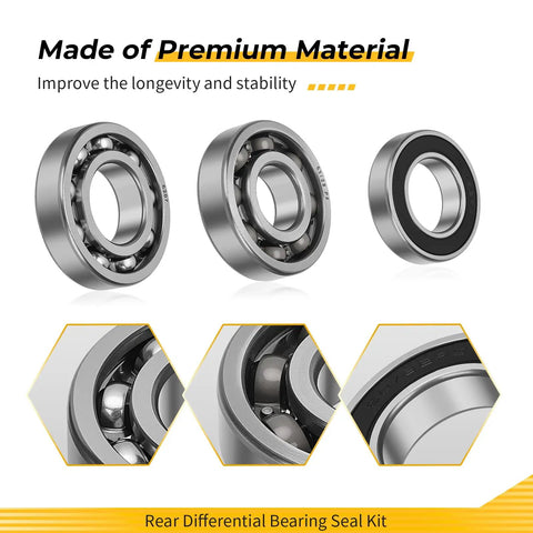 Rear Differential Bearing Seal Kit For Honda Rancher 420 4x4 And Rubicon 500 520 2015 2024, premium steel bearings
