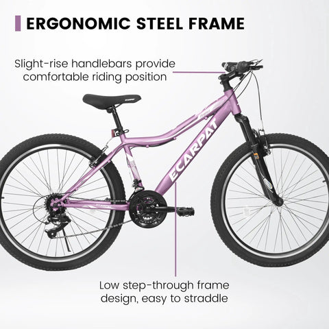 26 Inch Mountain Bike For Adults And Teens With Steel Frame And Suspension Fork, 21 Speed V Brakes, Versatile Trail Blazer