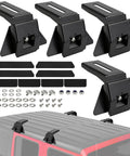 4 Piece Roof Rack Mounting Bracket Set For Jeep Wrangler JL JK 2007 2024 Gladiator JT Cherokee XJ 1984 2001 shown with accessories