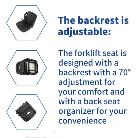 Universal Forklift Seat Heavy Duty Replacement Cushion For Toyota Nissan Komatsu Yale Hyster showcases adjustable backrest design.
