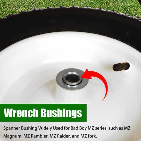 Spanner Bushing For MZ Series Mower Front Wheel With Scag Bad Boy Compatibility Delivers Beefed Up Fit And Easy Install Inner Diameter One Half Inch Outer Diameter Five Eighths Inch Height Six Inches on mower wheel