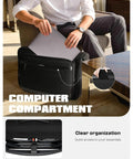 AUROTIER front view: black rolling garment bag with built-in laptop compartment and wheels.