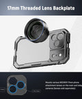 Phone Cage Rig for iPhone 17 Pro Max With Quick Release Stabilizer Kit, 17mm lens backplate, on a durable frame, PA144 Black.