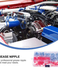 Huge 100 Pack Assorted Iron Grease Nipples With Pe Covers For Tough Hydraulics Wear Resistant Zerk Fittings Kit Super Easy Install For Cars And Work Shop Repairs, plastic organizer case