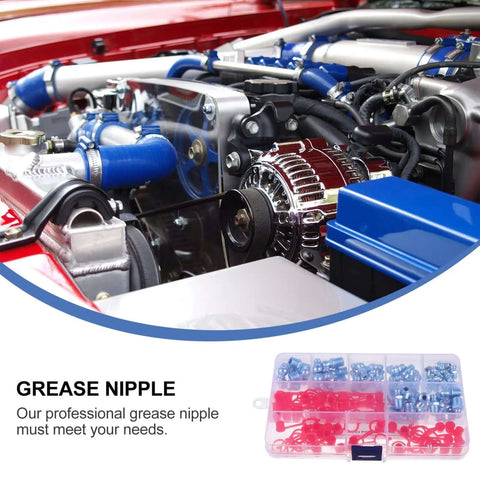 Huge 100 Pack Assorted Iron Grease Nipples With Pe Covers For Tough Hydraulics Wear Resistant Zerk Fittings Kit Super Easy Install For Cars And Work Shop Repairs, plastic organizer case