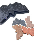 Butterfly Stepping Stone Mold For Concrete And Cement DIY Walkway Stones Reusable Garden Path Mold Create Colorful Butterfly Garden Decor And Pathway Art With No Fuss Easy To Use Plastic Mold showing mold and finished stones.