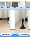 Magnetic Door Stop 2 Pack Heavy Duty Stainless Steel No Drill Installation wall and floor mounting options black
