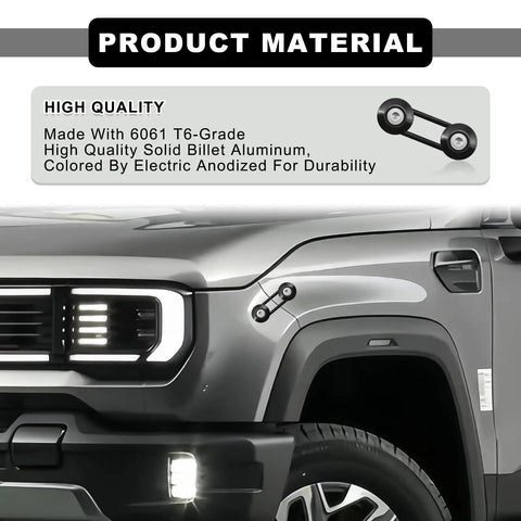 Heavy Duty Car Bumper Quick Release Kit With CNC Billet Aluminum Fasteners installed on GM front bumper