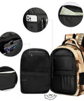 Interior view of Antique Eagle Arrow Branch Printed Unisex Backpack showing compartments and pocket details with smooth zipper.