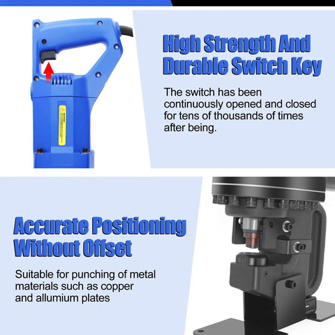 Heavy Duty Electric Hydraulic Hole Punch Kit For Metal with 1200W motor handle and die set for punching copper, aluminum plates